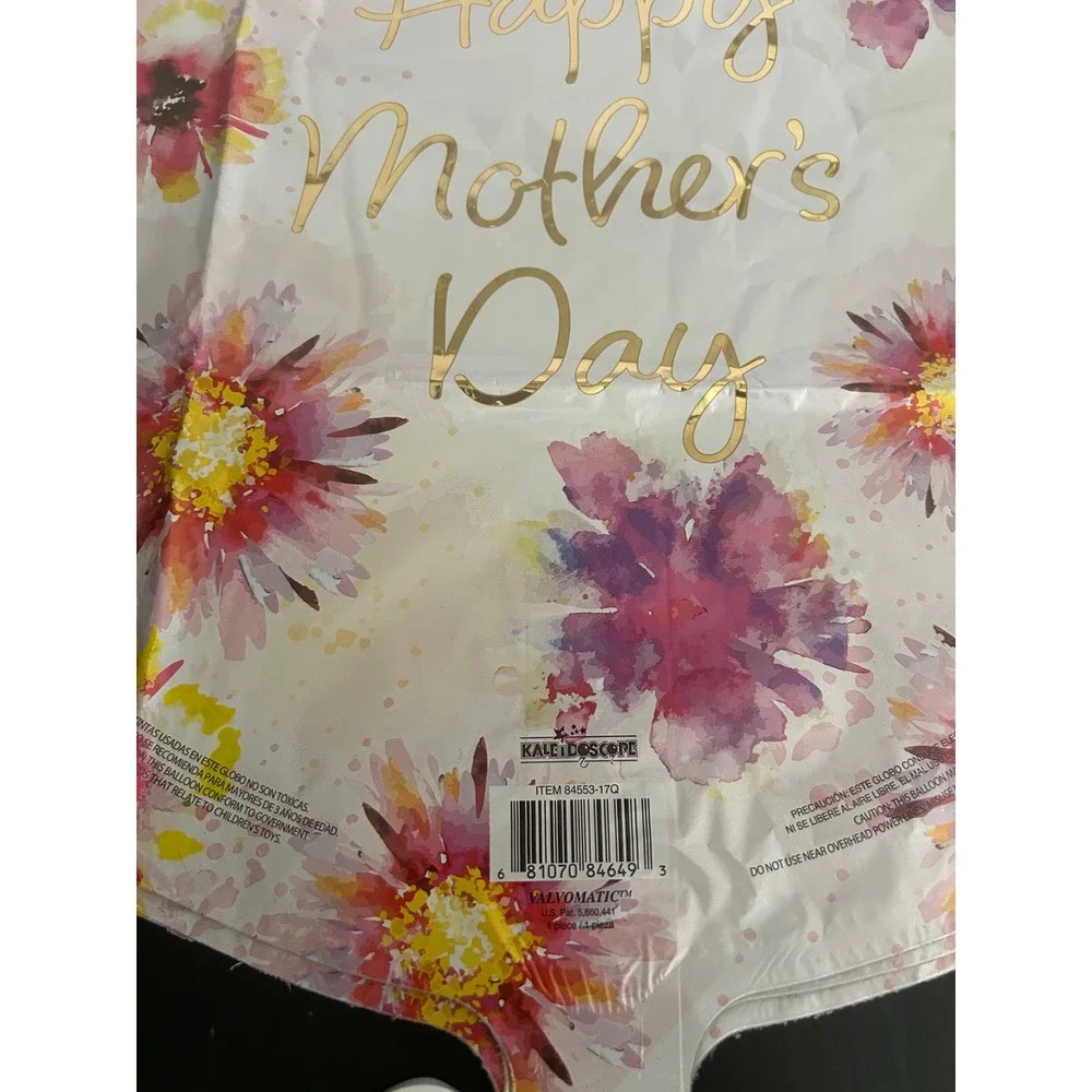 Mylar Balloon Mother's Day Floral Script Watercolor Kaleidoscope 18